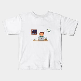 cute sleepy worker Kids T-Shirt